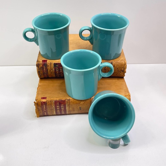 Vintage Turquoise Genuine Fiesta HLC Homer Laughlin BRing Handle Coffee Mug Cup - Picture 1 of 5